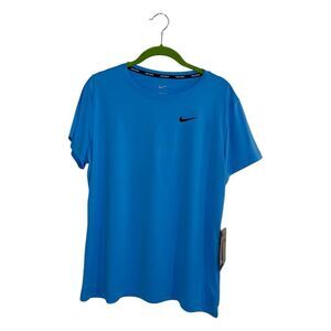 Nike Swim Dri-FIT Rash Guard Shirt Women’s Large Blue UV Protection Surf Top